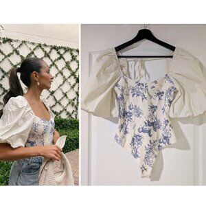 NEW Free People | Prairie Rose Bodysuit In Blue/Ivory